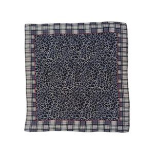 CODELLO Black/Gray Tartan Leopard Silk Scarf 34.5"/ 33” EC